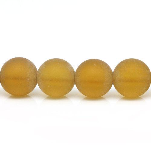 Glass Beads, Frosted, Smooth, Round, Honey Brown, 10mm - BEADED CREATIONS