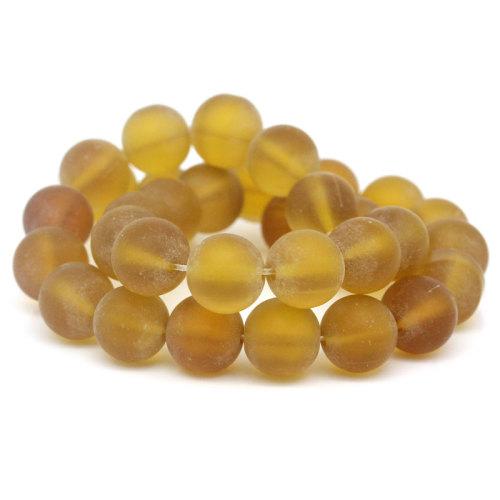 Glass Beads, Frosted, Smooth, Round, Honey Brown, 10mm - BEADED CREATIONS