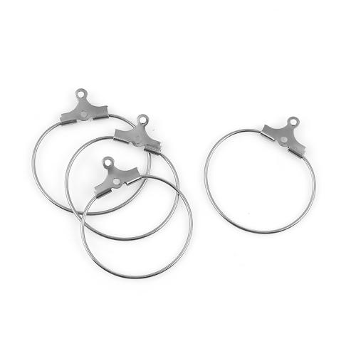 Hoop Earring Findings, 304 Stainless Steel, Round, Hinged Ring, Silver Tone, 25mm - BEADED CREATIONS