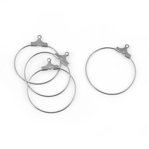 Hoop Earring Findings, 304 Stainless Steel, Round, Hinged Ring, Silver Tone, 29mm - BEADED CREATIONS