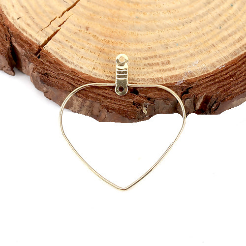 Hoop Earring Findings, Alloy, Heart, With Double Loop, Gold Plated, 32mm - BEADED CREATIONS