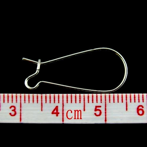 Hoop Earring Findings, Brass, Kidney Ear Wires, Silver Tone, 33x14mm - BEADED CREATIONS