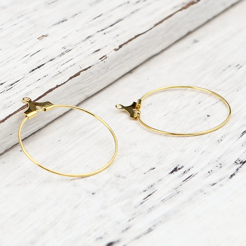 Hoop Earring Findings, Iron, Round, Hinged Ring, Gold Plated, 30mm - BEADED CREATIONS