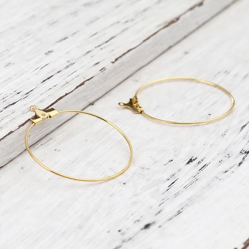 Hoop Earring Findings, Iron, Round, Hinged Ring, Gold Plated, 35mm - BEADED CREATIONS
