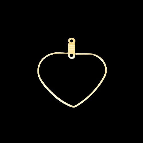 Hoop Earring Findings, Alloy, Heart, With Double Loop, Gold Plated, 32mm - BEADED CREATIONS