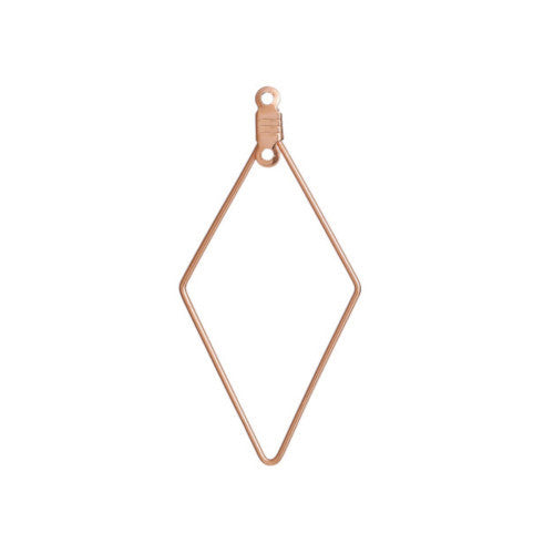 Hoop Earring Findings, Brass, Kite, With Double Loop, Rose Gold, 50mm - BEADED CREATIONS