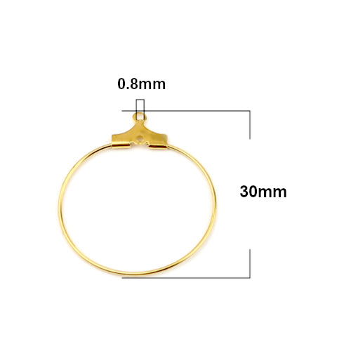 Hoop Earring Findings, Iron, Round, Hinged Ring, Gold Plated, 30mm - BEADED CREATIONS