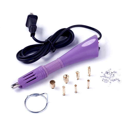 Hotfix Rhinestone Applicator Tool, Universal Plug, With 7 Interchangeable Tips, 18.5x4x2.3cm, Purple - BEADED CREATIONS