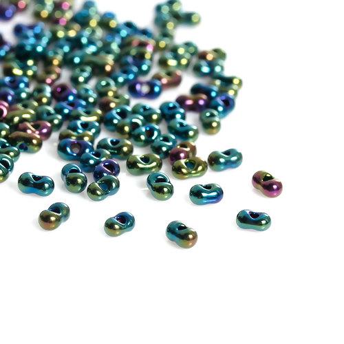Japanese Seed Beads, MGB® Matsuno, Peanut Farfalle, Opaque, Iris Green, 4x2mm - BEADED CREATIONS