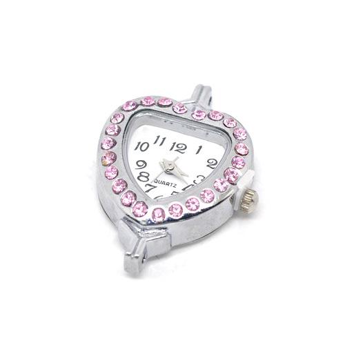 Jewelry Making Pink Rhinestone Encrusted Heart Shaped Watch Face 26mm - BEADED CREATIONS