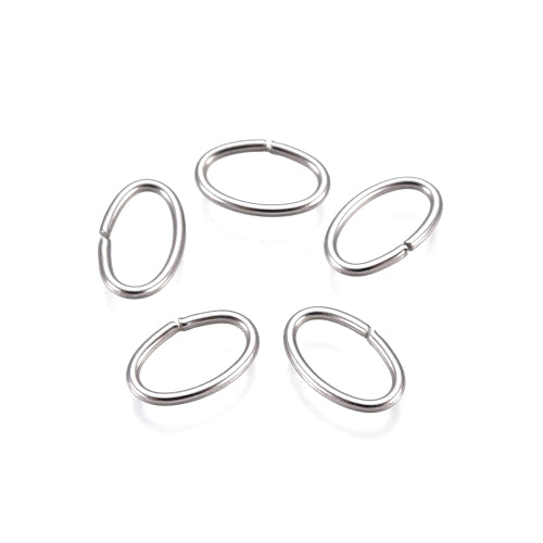 Jump Rings, 304 Stainless Steel, Oval, Open, Silver Tone, 6x0.7mm - BEADED CREATIONS