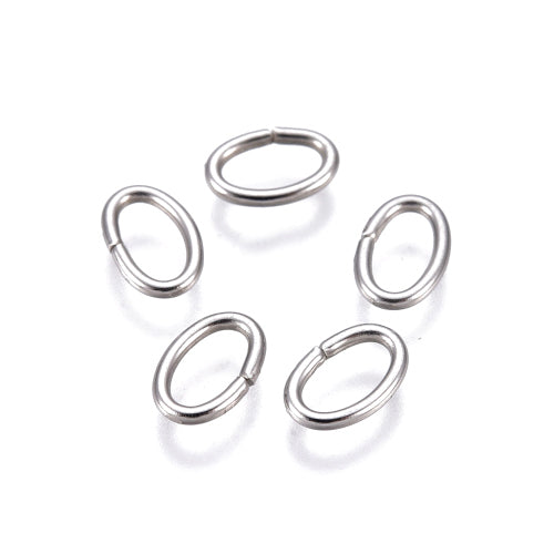 Jump Rings, 304 Stainless Steel, Oval, Open, Silver Tone, 8x0.7mm - BEADED CREATIONS