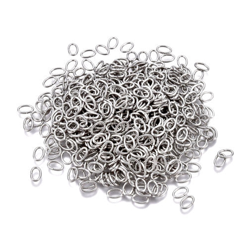 Jump Rings, 304 Stainless Steel, Oval, Open, Silver Tone, 8x0.7mm - BEADED CREATIONS