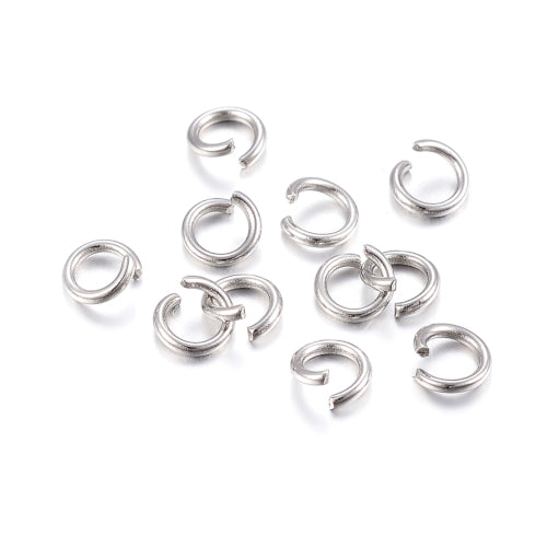 Jump Rings, 304 Stainless Steel, Round, Open, Silver Tone, 5x0.5mm - BEADED CREATIONS