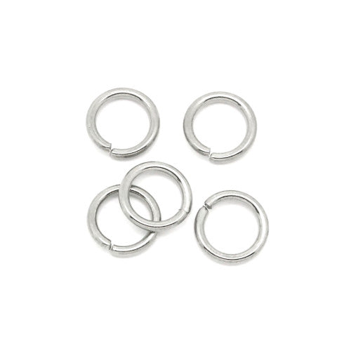 Jump Rings, 304 Stainless Steel, Round, Open, Silver Tone, 8x0.9mm - BEADED CREATIONS