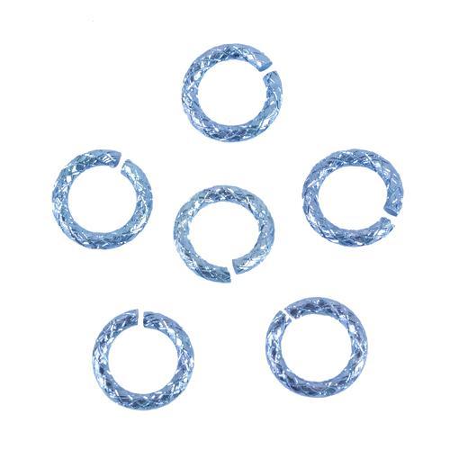 Jump Rings, Aluminum, Round, Open, Textured, Blue, 12x2mm - BEADED CREATIONS