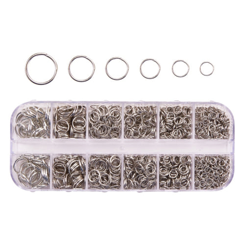 Jump Rings, Iron, Round, Open, Assorted, Silver Tone, 4-10x0.7mm, Variety Pack - BEADED CREATIONS