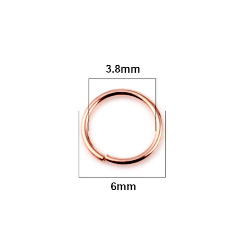 Jump Rings, Iron, Round, Open, Rose Gold, 6x1.2mm - BEADED CREATIONS