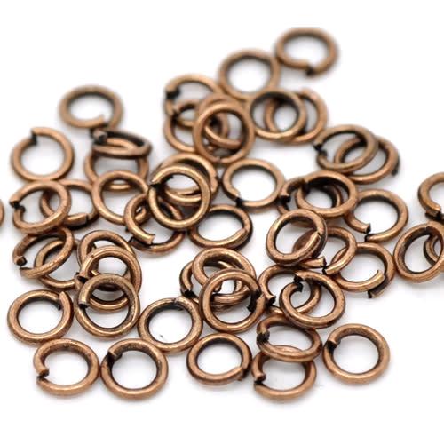 Jump Rings, Brass, Round, Open, Red Copper, 6x1mm - BEADED CREATIONS