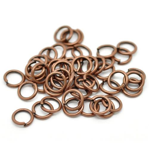 Jump Rings, Iron, Round, Open, Red Copper, 6x0.7mm - BEADED CREATIONS