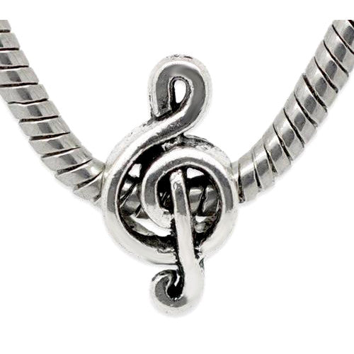 Large Hole Metal Beads, Antique Silver, Alloy, Music Note, Charm Beads, 9mm - BEADED CREATIONS