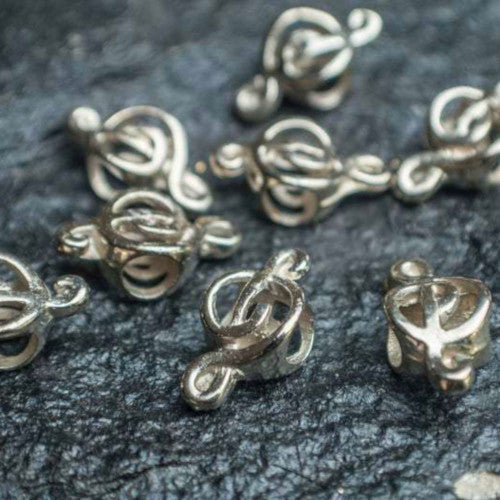Large Hole Metal Beads, Antique Silver, Alloy, Music Note, Charm Beads, 9mm - BEADED CREATIONS