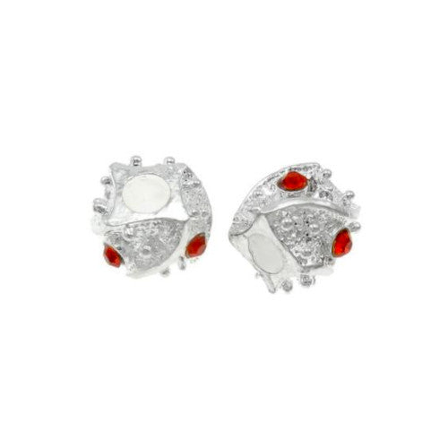 Large Hole Metal Beads, Barrel, Silver Plated, Alloy, Red, Rhinestone, Charm Beads, 10mm - BEADED CREATIONS