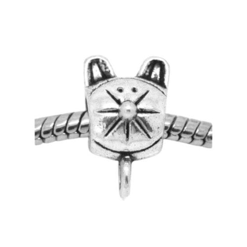 Large Hole Metal Beads, Cat, Antique Silver, Alloy, Charm Beads, 16mm - BEADED CREATIONS
