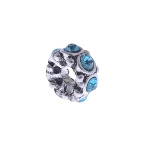 Large Hole Spacer Beads, Sea Blue, Antique Silver, Alloy, 14mm - BEADED CREATIONS