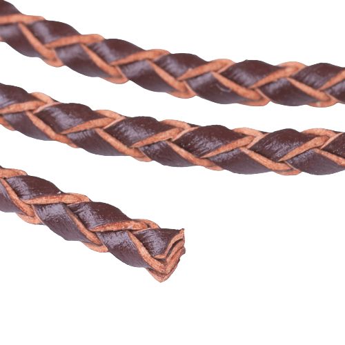Leather Cord, Cowhide Leather Cord, Braided Bolo Cord, Round, Saddle Brown, 3mm - BEADED CREATIONS