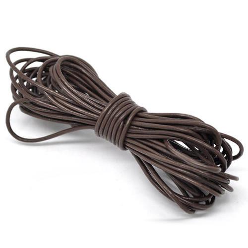 Leather Cord, Cowhide Leather Cord, Chocolate Brown, Round, 2mm - BEADED CREATIONS