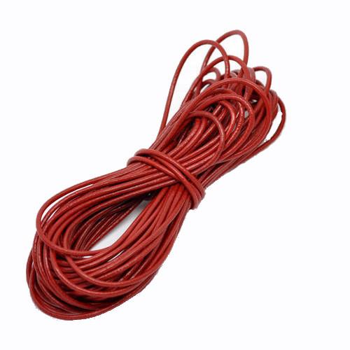 Leather Cord, Cowhide Leather Cord, (Dyed), Red, Round, 2mm - BEADED CREATIONS