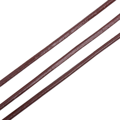 Leather Cord, Cowhide Leather Cord, (Dyed), Saddle Brown, Round, 2mm - BEADED CREATIONS