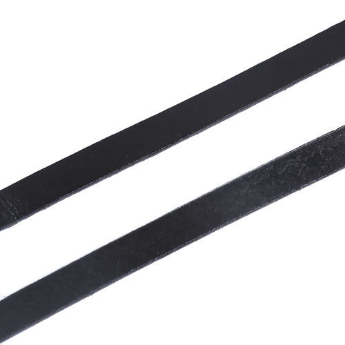 Leather Cord, Cowhide Leather Cord, Flat, Black, 10x2mm - BEADED CREATIONS