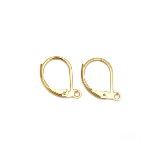 Leverback Earring Findings, 304 Stainless Steel, Oval, With Open Loop, Golden, 16mm - BEADED CREATIONS