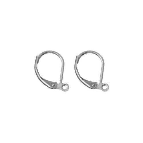 Leverback Earring Findings, 304 Stainless Steel, Oval, With Open Loop, Silver Tone, 16mm - BEADED CREATIONS
