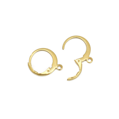 Leverback Earring Findings, 304 Stainless Steel, Round, With Loop, Gold Plated, 14.5mm - BEADED CREATIONS