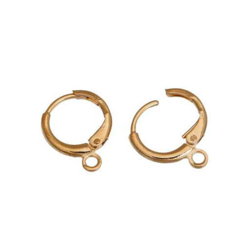 Leverback Earring Findings, Alloy, Round, With Open Loop, Gold Plated, 15mm - BEADED CREATIONS