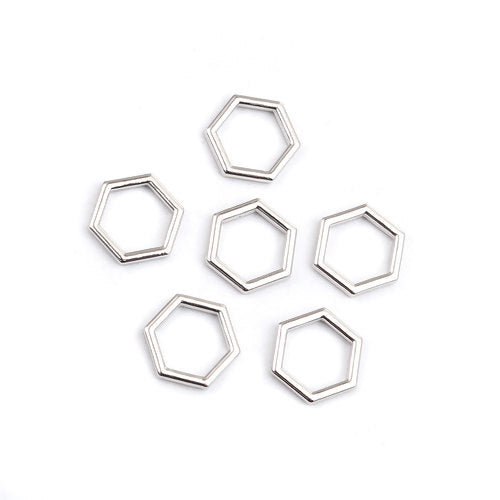 Links, Linking Rings, Honeycomb, Hexagon, Silver Tone, Alloy, 12mm - BEADED CREATIONS