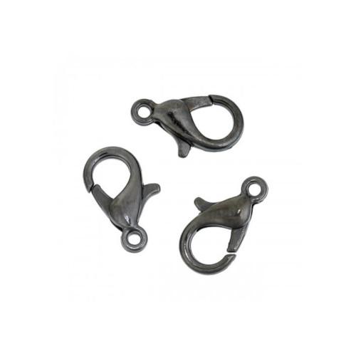 Clasps, Lobster Claw, Gunmetal Black, Alloy, 14x8mm - BEADED CREATIONS