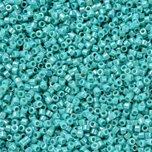 MIYUKI Delica®, Cylinder, 11/0, (DB0166), Opaque Turquoise Green AB - BEADED CREATIONS
