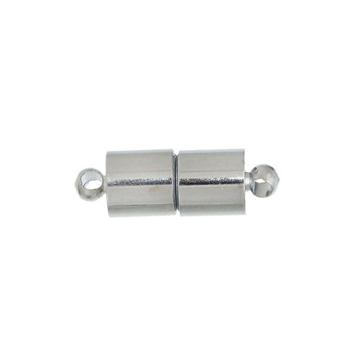 Magnetic Clasps, Cylinder, Silver Tone, Alloy, 20x6.5mm - BEADED CREATIONS