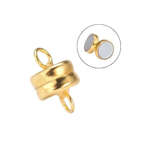 Magnetic Clasps, Flat, Round, Gold Plated, Brass, 11x7mm - BEADED CREATIONS