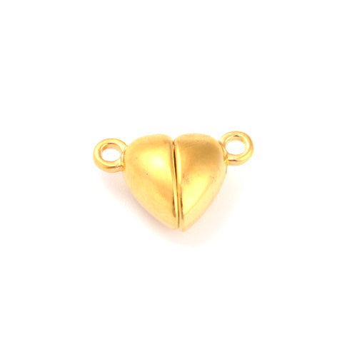 Magnetic Clasps, Heart, Gold Plated, Alloy, 15x9.5x6mm - BEADED CREATIONS