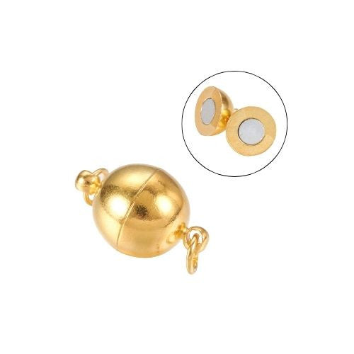 Magnetic Clasps, Round, Gold Plated, Brass, 19x12mm - BEADED CREATIONS