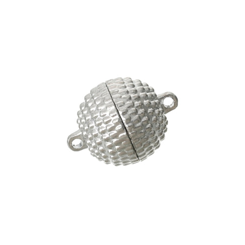 Magnetic Clasps, Round, Textured, Silver Tone, Alloy, 19x14mm - BEADED CREATIONS