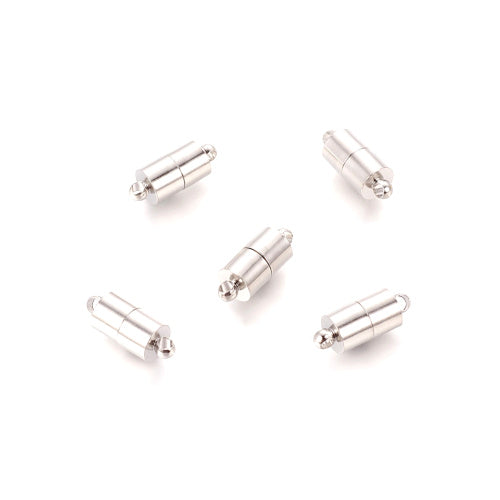 Magnetic Clasps, Cylinder, Silver, Brass, 16x6mm - BEADED CREATIONS