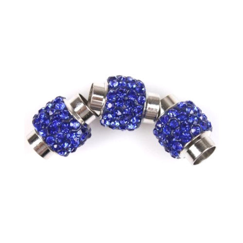 Magnetic Clasps, Glue-In, Royal Blue, Crystals, Silver Plated, 17mm - BEADED CREATIONS