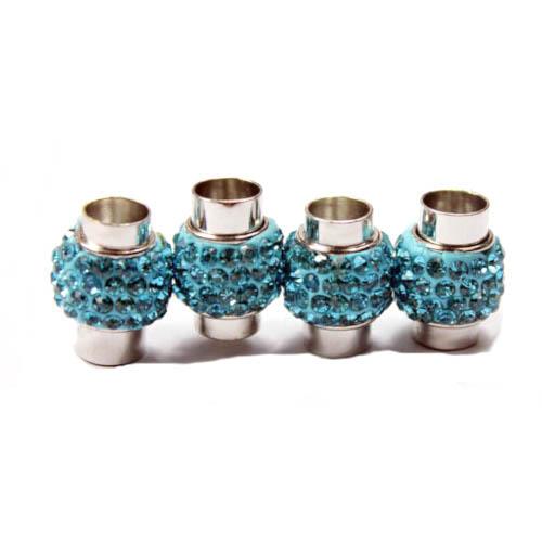 Magnetic Clasps, Glue-In, Tropical Blue, Crystals, Silver Plated, 17mm - BEADED CREATIONS