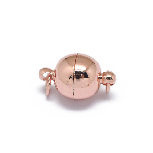Magnetic Clasps, Round, With Jump Rings, Rose Gold, Brass, 15.5x10mm - BEADED CREATIONS